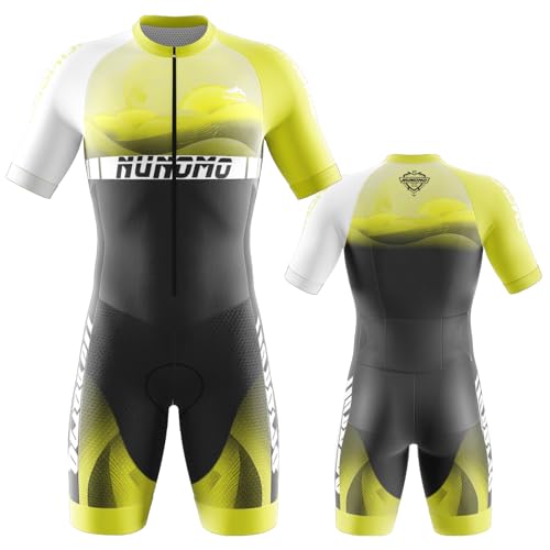 2024 Herren Pro Fahrrad Skinsuit Kurzarm, Triathlon Anzug Herren Triathlon Tri Anzug Kompression Duathlon Laufen Schwimmen Fahrradfahren Skinsuit Gepolstert Einteilig Trisuit (Type-4,5XL)