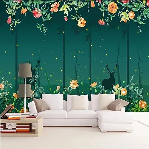 XLMING Elch Abstrakt Blühender Baum 3D Tapete Home Dekoration Wohnzimmer Sofa Schlafzimmer Tv Hintergrund Wand-150cm×105cm