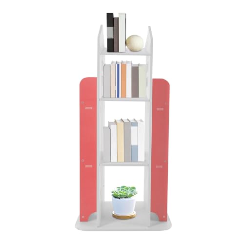 KAPIPALA 4 Stufiges Drehbares Kinder Bücherregal 360° Kleines Hausförmiges Regal Bücherregal Spielzeugaufbewahrungs-Veranstalter-Regal für Schlafzimmer Wohnzimmer Arbeitszimmer 41x41x95CM