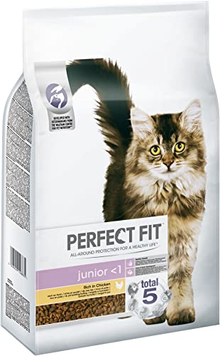 Perfect Fit Junior <1 – Trockenfutter für junge Katzen unter 1 Jahr – Huhn – Unterstützt die Vitalität – 7 kg