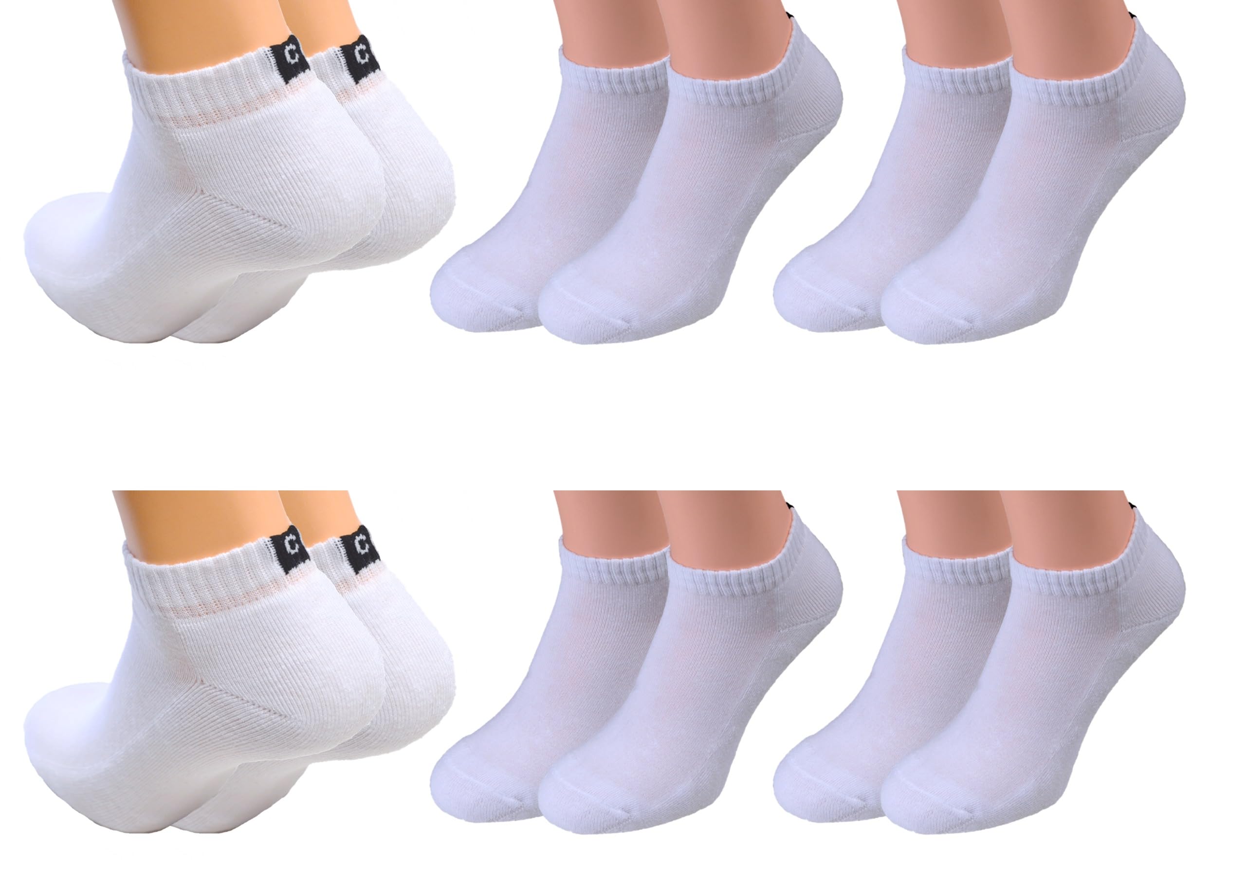 6 Paar Damen Herren Sneaker Socken mit Frotteesohle Baumwolle Elasthan, weiß Gr. 39/42