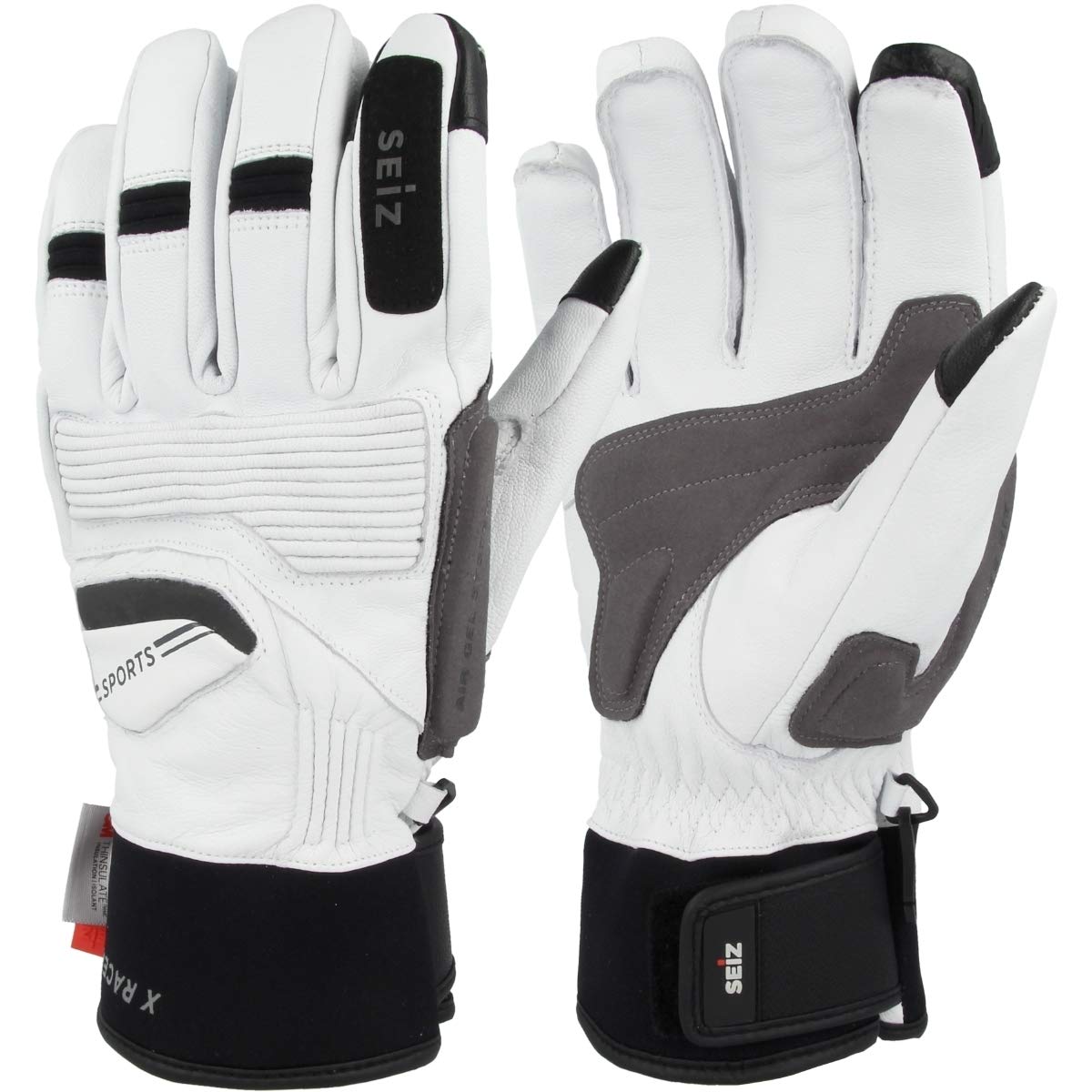 SEIZ Erwachsene X Racer Handschuhe, Weiß, 11