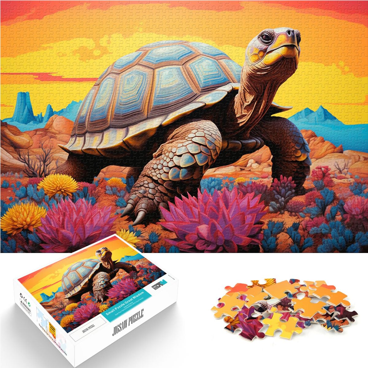 Puzzle Puzzle Bunte psychedelische Schildkröte 1000 Teile Puzzle für Erwachsene Puzzles Holzpuzzle Familienspiel für und 1000 Teile (50x75cm)