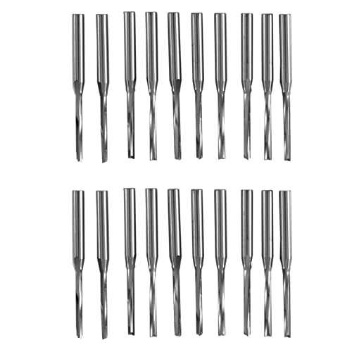 Kiudduy 20 Stücke FlöTen Gerade Schaft FräSer Gerade Slot Bit Doppel FlöTe Bits 3,175X 2X 17mm