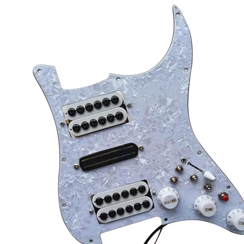 Upgrade 3-lagiges E-Gitarren-Set Mit Vorverdrahtetem Tonabnehmer Und Schlagbrett-Set Multi Für Gitarre, Schwarz-weiße Farbe vorverdrahteter Tonabnehmer Schlagbrett (Color : White)