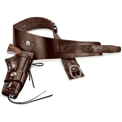 MDFCZXP Retro Leder Pistole Piraten Steinschloss Holster, Single Gun Halter, für Cosplay Kostüm Accessoire,Braun,20cm