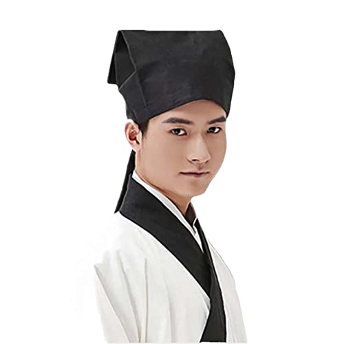 DUBTEDHOU Chinesische Hut, Cosplay Kopf mit Vintage-Hut, Hanfu-Hut for Männer, traditioneller chinesischer alter Gelehrter, Lehrer, männlich, Vintage, konfuzianischer Handtuch-Cosplay-Hut for Männer