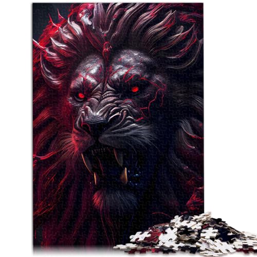 Puzzle für den bösen König der Löwen, schwarz, 1000 Teile, Puzzle-Spielzeug, Holzpuzzle, Familienspiel, Stressabbau, schwieriges Herausforderungspuzzle, 1000 Teile (50 x 75 cm)