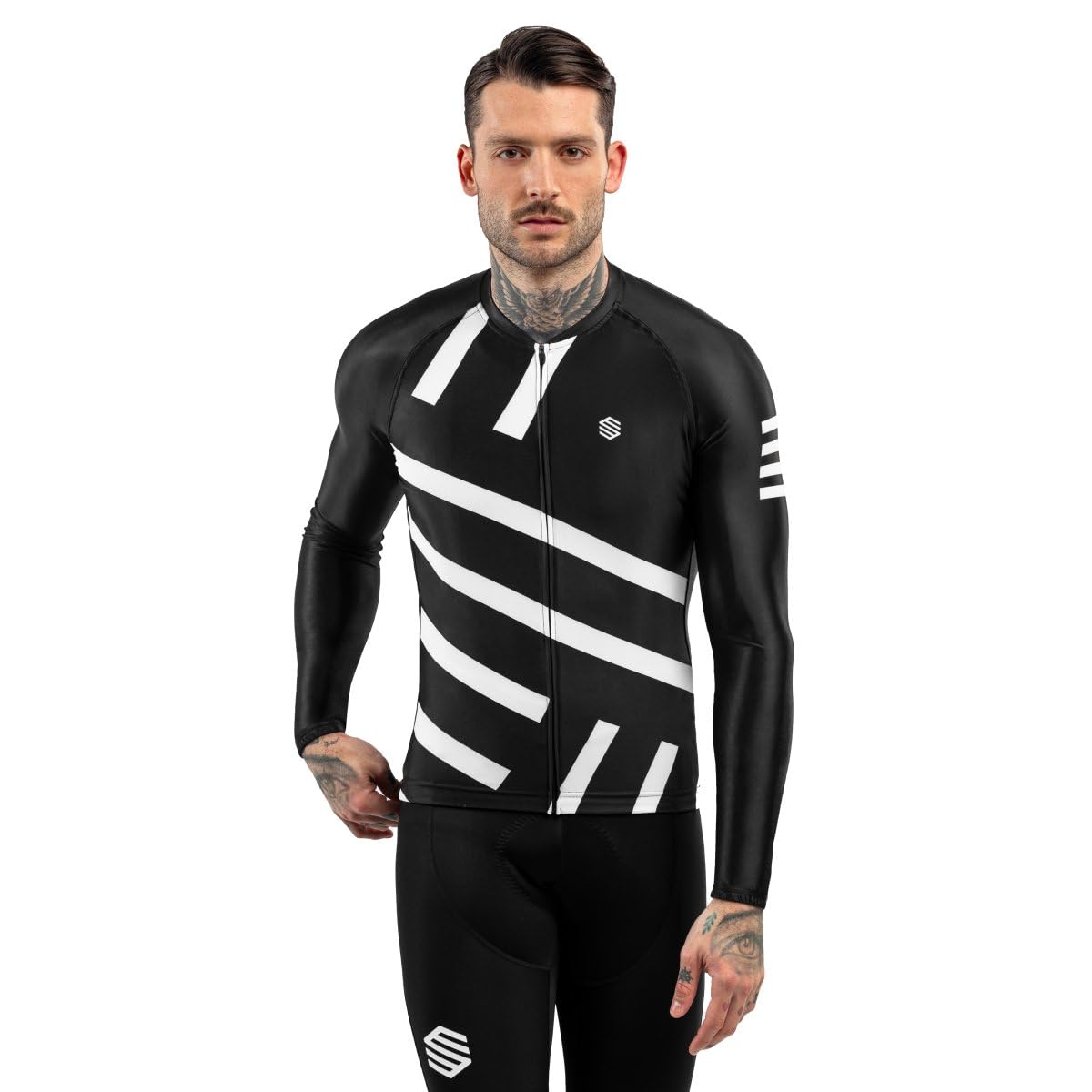 SIROKO - Langärmeliges Radtrikot M2 Leader - XL - Schwarz/Weiß