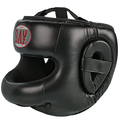 Nasenbügel Budo Kopfschutz mit Nasenschutz Training Sparring Vollkontakt Helm Visier Boxen Krav MAGA MMA Gesichtsmaske Gitter Fight Kopfschützer Headguard Kampfsport Gesichtschutz schwarz (Junior)