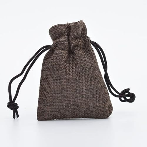 50 Teile/paket Mode Jute Kordelzug Jutebeutel Hochzeit Party Weihnachten Gefälligkeiten Geschenk Schmuck Hessische Sackbeutel Verpackung 5 Größen-kaffee,10x14cm mabu,50pcs