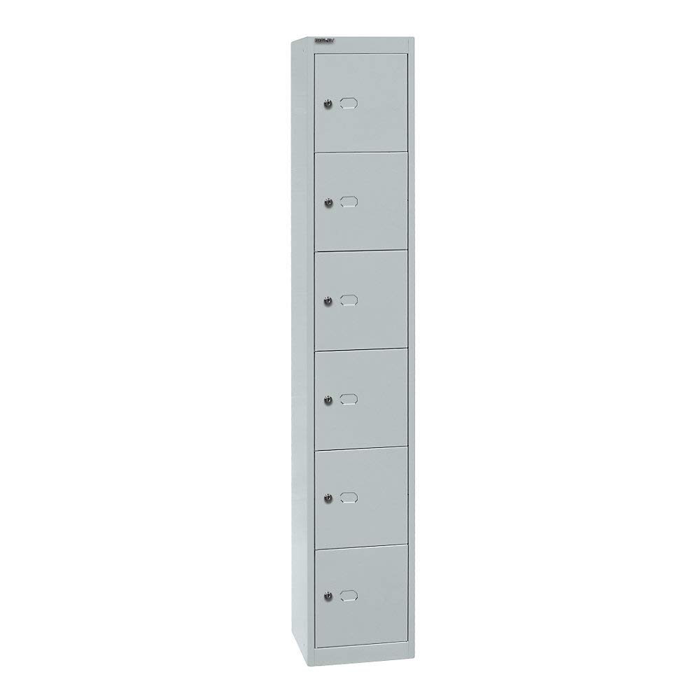 BISLEY Schließfachschrank Office, 1 Abteil, 6 Fächer, T 305 mm, Metall, 645 Lichtgrau, 30.5 x 30.5 x 180.2 cm