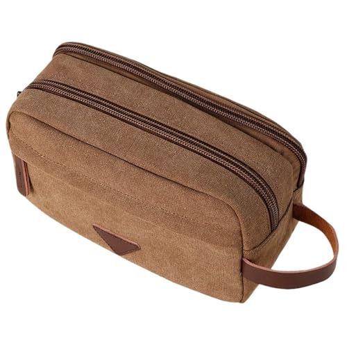 Herren Clutch Kulturbeutel Kosmetiktasche Reisetasche Canvas Kulturbeutel Damen Make-Up Box Damen Make-Up Beauty Case Kosmetiktasche Set(Coffee)