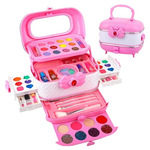 Idezek Make-up-Set für Mädchen, Kinder-Make-up-Set | 26 Stück Rollenspielspielzeug mit echtem Make-up | Lernaktivitäten im Vorschulalter, Kosmetikset für Kinder in Box, Lernspielzeug für kreatives