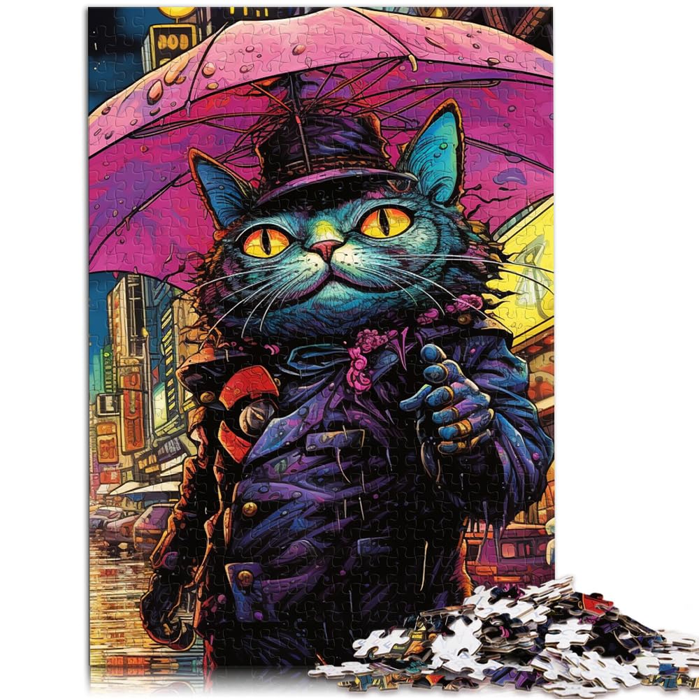 Puzzles für Techno Cat. Puzzles mit 1000 Teilen für Erwachsene. Holzpuzzle. Jedes Teil ist einzigartig – anspruchsvolles, unterhaltsames Familienspiel. 1000 Teile (50 x 75 cm)