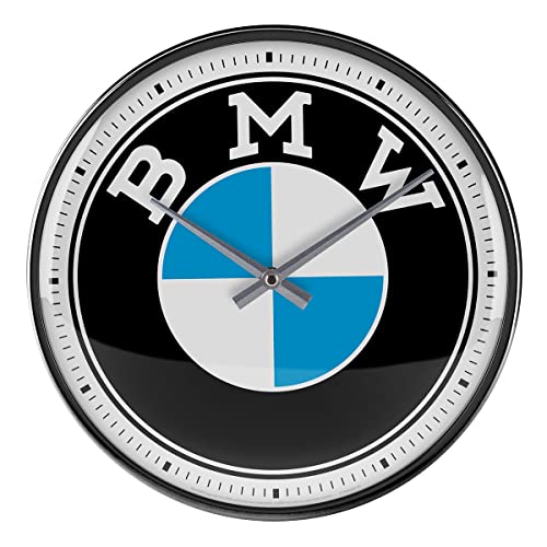 Nostalgic-Art Retro Wanduhr BMW – Logo – Geschenk-Idee für Auto Zubehör Fans, Große Küchenuhr, Vintage-Design zur Dekoration, 31 cm