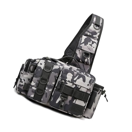 Ukbzxcmws Multifunktionale Angelausrüstungstasche, Ködertasche, Schultertasche, Hüfttasche, große Kapazität, wasserdicht, Camping-Gürtel, Angel-Aufbewahrungstasche, merhfarbig