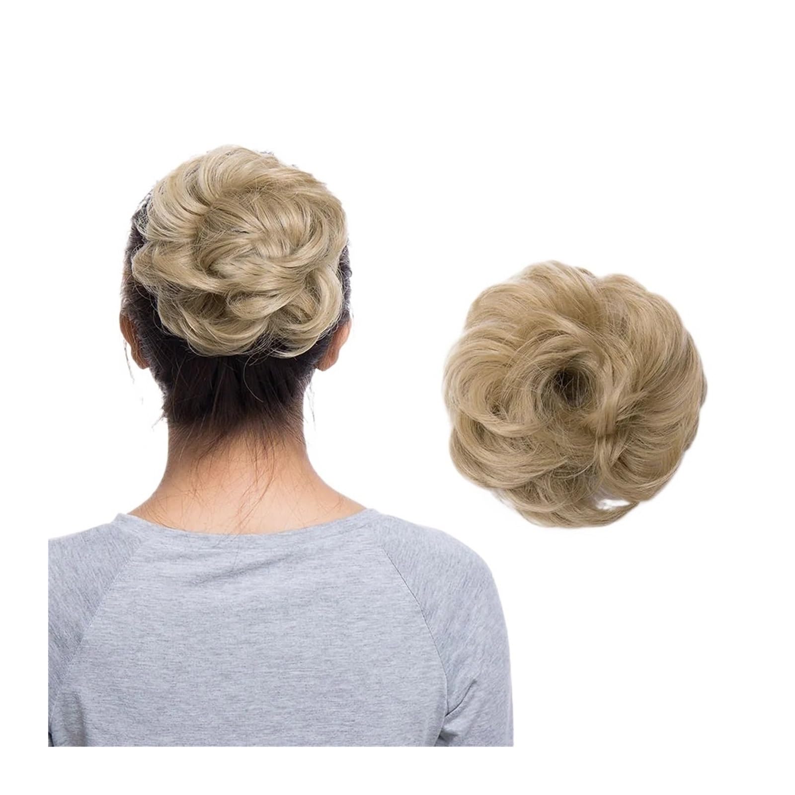 Haarteile Haarknoten Synthetischer, unordentlicher Haarknoten, Haarknoten, künstliches Haar, Chignon, elastisches Haarband, Haarteile for Frauen, Hochsteckfrisur, Donut-Chignon Brötchen Haare(Ash blon