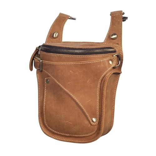 Motorrad Beintasche Leder Motorrad Reiten Drop Bag Design Reise Fanny Gürtel Hüfttasche Fall Motorrad Tasche Bein(Brown 3)