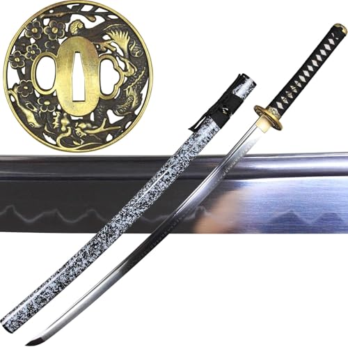 MAUXpIAO Katana-Schwert, echtes, 100% handgefertigtes, scharfes 103 cm großes Samurai-Schwert echt/A/103cm