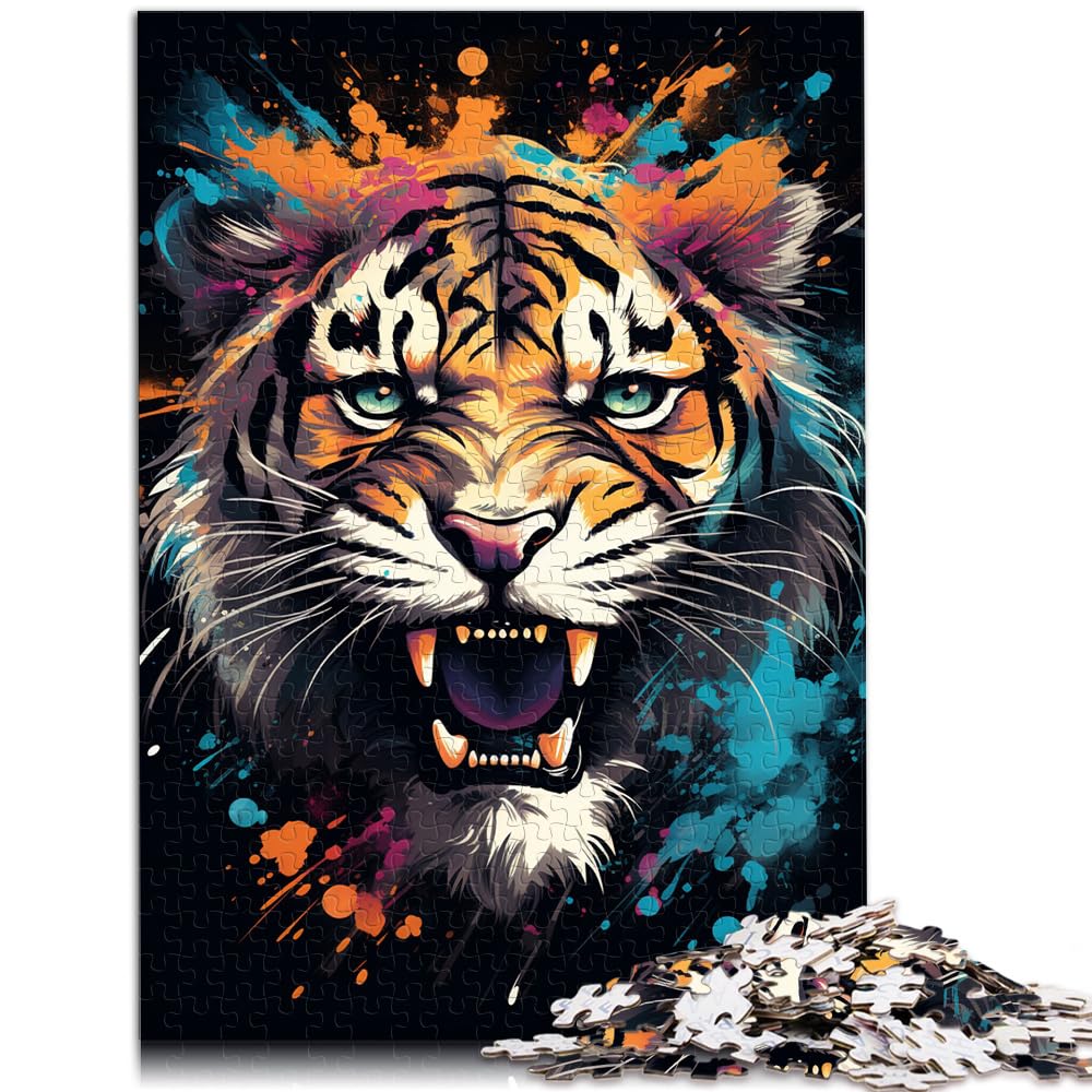 Puzzle für wildes Gemälde, Feuertiger, 1000 Teile, für Erwachsene, Geschenke, Holzpuzzle, schwieriges, schweres Puzzle für Frauen und Männer, 1000 Teile (50 x 75 cm)