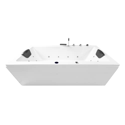 Basera® BASIC Indoor Whirlpool Badewanne Naxos mit 16 Massagedüsen, Wasserfall, LED-Ambiente