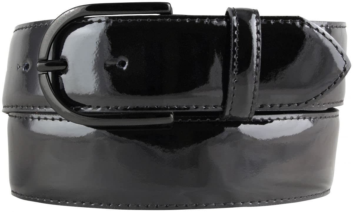 BELTINGER Lack-Gürtel aus Leder 4 cm | Glänzender Damengürtel 40mm | Eleganter Gürtel für Damen | Schwarze Gürtelschnalle | Schwarz 110cm