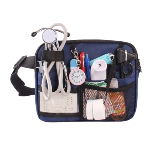 Krankenschwester-Organizer, multifunktionale Aufbewahrungstasche, Bauchtasche, praktische Hüfttasche, mehrere Fächer, Arbeitstasche, blau