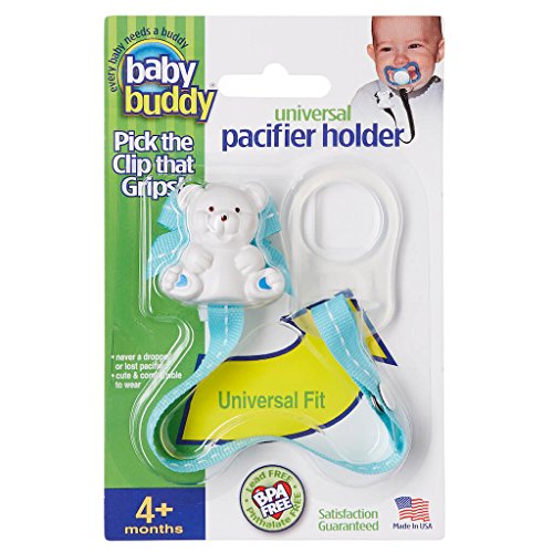 Baby Buddy, Universal-Schnuller-Halterung mit Schnuller-Clip, für Kleinkinder, Jungen und Mädchen, Ozeanblau und Weiß