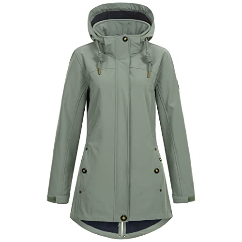 Ankerglut Damen Women's Coat Short Coat With Hood Lined Jacket Transition Jacket #Anker Glutbree Softshelljacke, slate gray, 38 EU