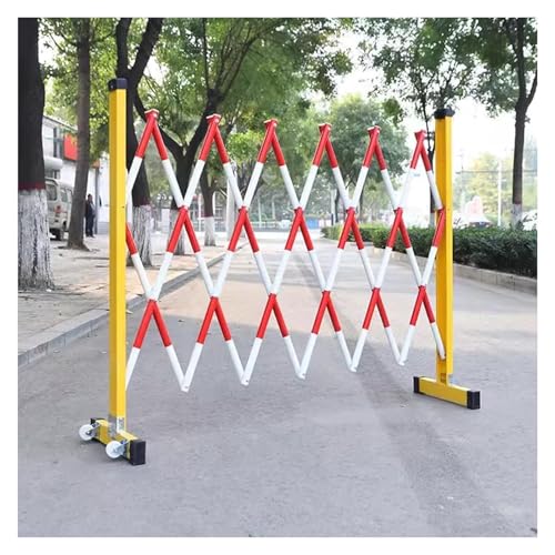 FFENFRYOU Traffic Fence,Retractable Traffic Barricade, Verkehrsbarrikade Langlebige Sicherheitsbarrikade aus Stahl Flexibles mobiles Barriere-Tor for den Straßen- und Garagenbau im Freien(Red,1.2x4m)