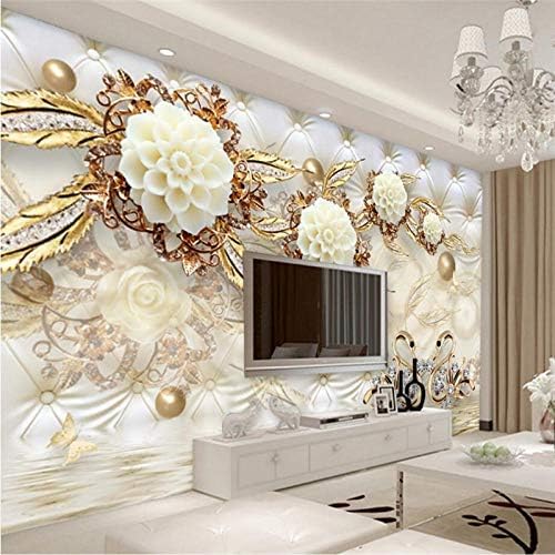 XLMING Weiße Blumenlandschaft Küche Esszimmer Arbeitszimmer Wohnzimmer TV Hintergrund Wand 3D Tapete-150cm×105cm