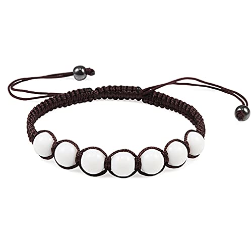 YIHANSS Kristallraue Trendige geflochtene Nylonseilperlenarmbänder Frauen Männer Naturstein Karneol Imitation Bernstein Strang Armband Armreif Geschenk Reiki-Armbänder (Farbe: Beige, Größe: Beige)