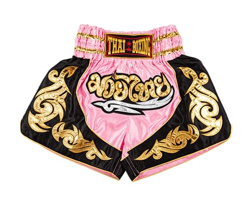 MUAY NATION Muay Thai Shorts für Männer Frauen Slim Cut MMA Boxshorts Training Kickbox-Kleidung Kampfsport-Shorts (DE/NL/SE/PL, Alphanumerisch, M, Regular, Regular, Rosa)