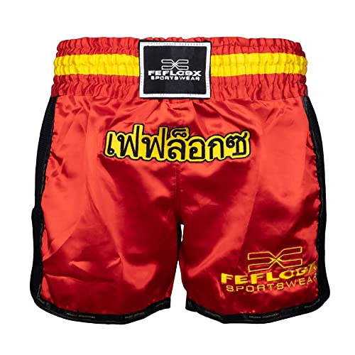 Feflogx Unisex Muay Thai Shorts Profi Fight-Shorts Thaibox Shorts für Kampfsport Boxen Kickboxen Thaiboxen MMA, Kickbox Shorts Thai-Kick-Boxing Hose