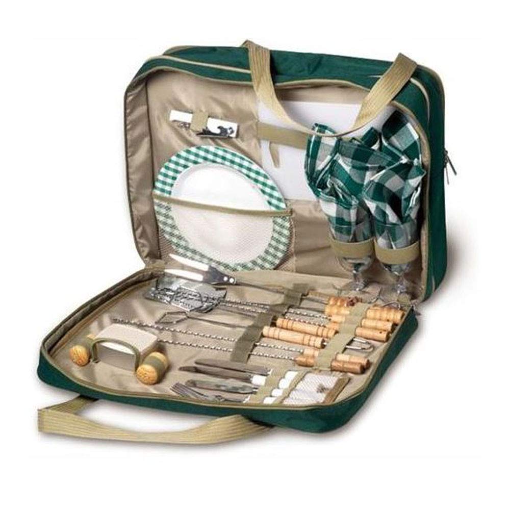 Picknicktasche mit praktischem Zubehör zum Grillen, Snacken und Lunchen, Metallgrill mit Geschirr u. a. Zubehör von notrash2003