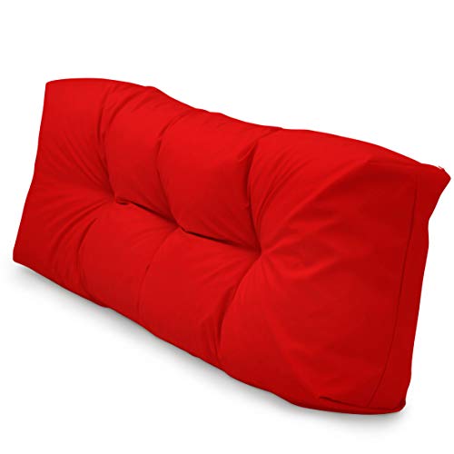 Spatium Palettenkissen Set abnehmbar Bezug wasserdicht gesteppt Palettenauflage Palettenpolster Palettensofa Palettenmöbel Rot Langes Rückenkissen 120x40x15