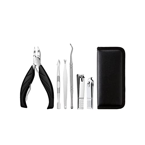 BONAD Zehennagelknipser 6/7/8 Stück Set Nagelschnipper Set Nagel Set Personal Care Set Professionelle Pediküre Set Schönheitsset Nagelknipser-Set (Color : Schwarz, Size : 7-Piece Set)