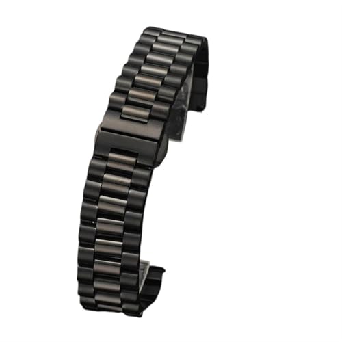 THBGTCNQ Uhrenarmband aus massivem Edelstahl mit Gliedern, 12 mm, 14 mm, 16 mm, 18 mm, 20 mm, 22 mm, universelles Ersatz-Uhrenarmband mit gebogenen Enden(Black,22mm)