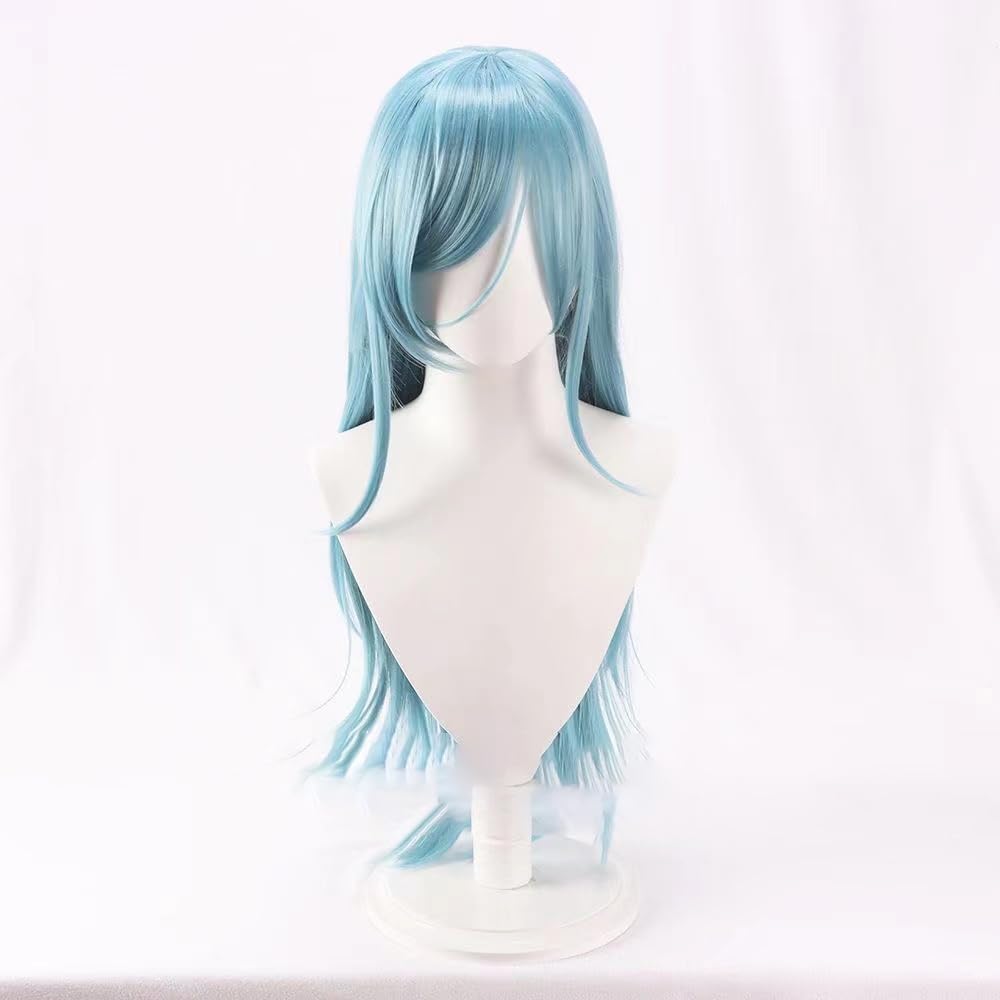 WCCNKK Anime Cosplay Perücke, World Plan Craziness Stage Feat Hatsune Miku Hinomori Shizuku Perücke, 80 Cm Blaues Langes Haar, Mit Perückenkappe, Für Party Alltag Halloween Perücke Cosplay