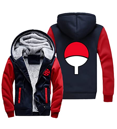 QYIFIRST Unisex Anime 3D Druck Hoodie Hokage Uchiha Sasuke Uchiha Clan Outdoorjacke Warm Winterjacke Sweatshirt Cosplay Kostüm Pullover Windjacke Rot-C EU XL