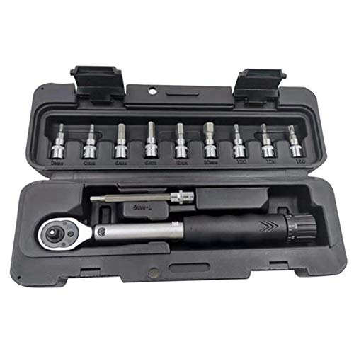 Crepundia Drehmomentschlüssel,Torque Wrench Tragbarer Drehmomentschlüssel 1/4 Zoll 11 in 1 Mehrzweck-Antrieb Drehmomentschlüssel Fahrrad Reparaturschlüssel Handwerkzeugkit Toolbox