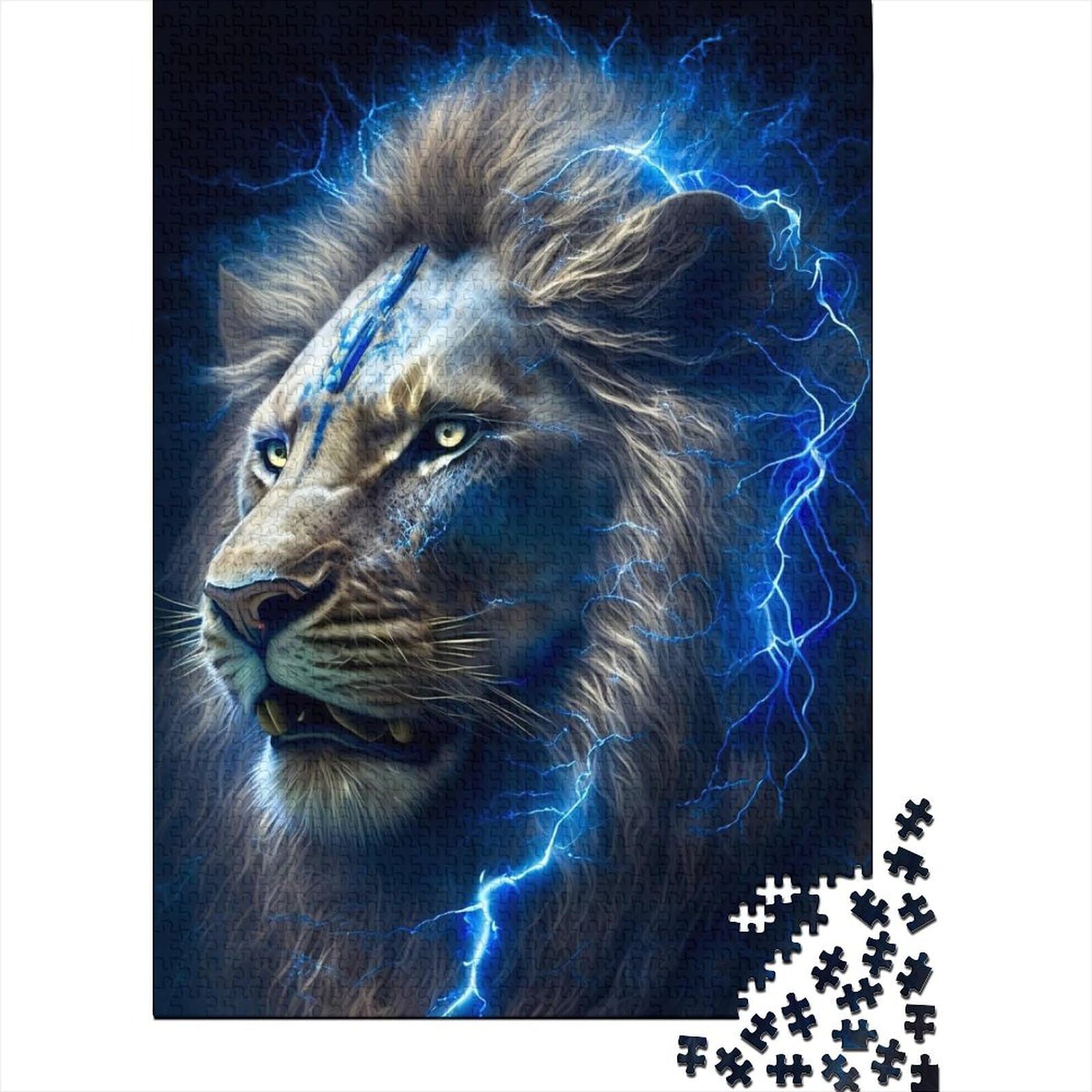 Thunder Lions Holzpuzzle für Erwachsene, Puzzlespielzeug, Kunstpuzzle für Erwachsene, 500 Teile, Spielspielzeug für Erwachsene, Familienpuzzle, Geschenk (Größe 52x38cm)