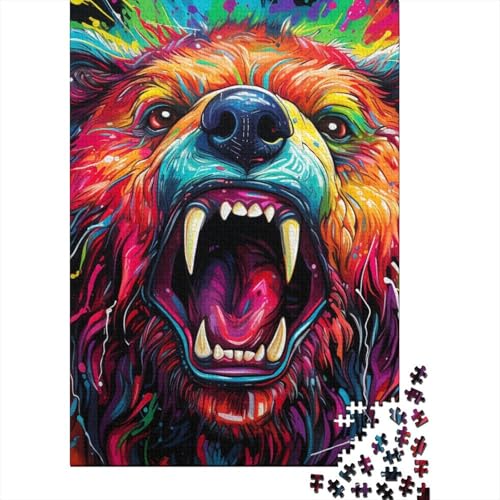 Kunst-Tier-Bär-Puzzles, Puzzles für Erwachsene und Teenager, Kunst-Puzzles für Erwachsene, 500 Teile, Holzpuzzles für Erwachsene und Teenager 20,47x14,96 Zoll