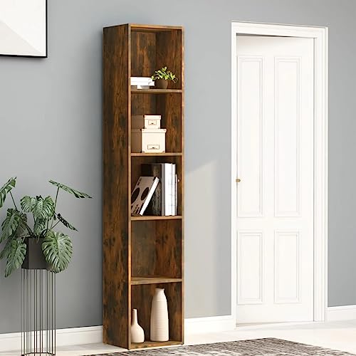 KLYEON Bücherregal Räuchereiche 40x30x189 cm Holzwerkstoff, Regalsysteme