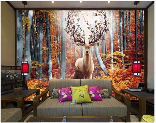 Fantasy Herbst Golden Forest Reeves 3D Tapete Poster Restaurant Schlafzimmer Wohnzimmer Sofa TV Dekorative Wand-250cm×170cm