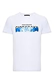 Cipo & Baxx Herren T-Shirt Baumwolle Rundhals Brustprint Kurzarm Freizeitshirt CT711 Weiß L