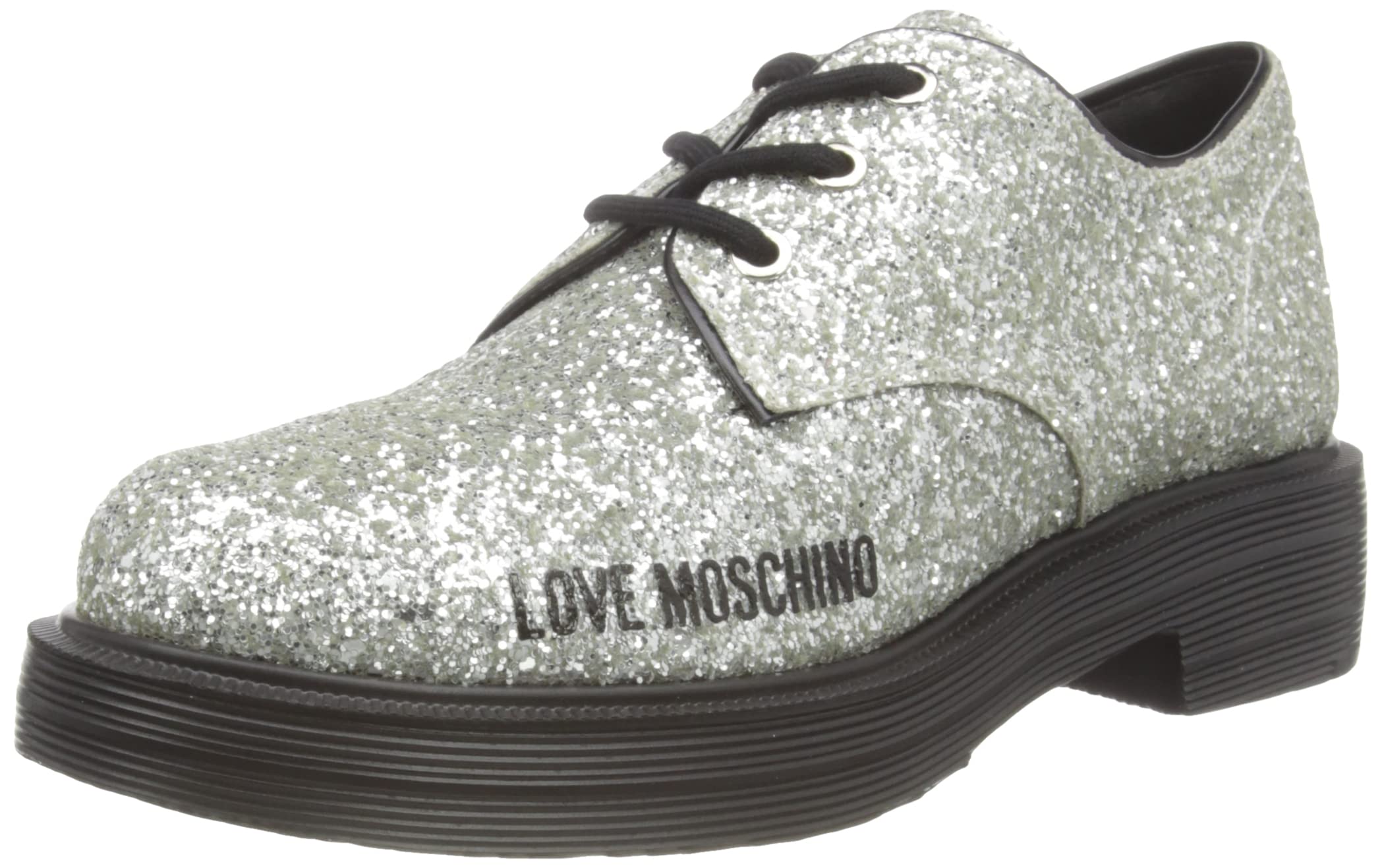 Love Moschino Damen Scarpad.city40 Glitter Schuh, Silber/schwarz, 39 EU