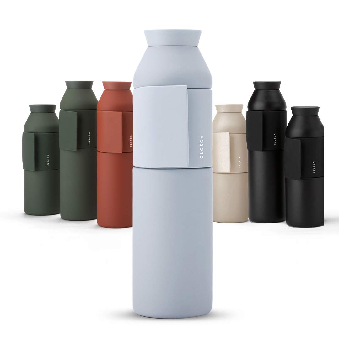 Wasserflasche aus Edelstahl(Closca Bottle Wave). Thermo-Trinkflasche zum Einhängen für Kinder und Erwachsene. BPA-frei (600ml, Antartica)