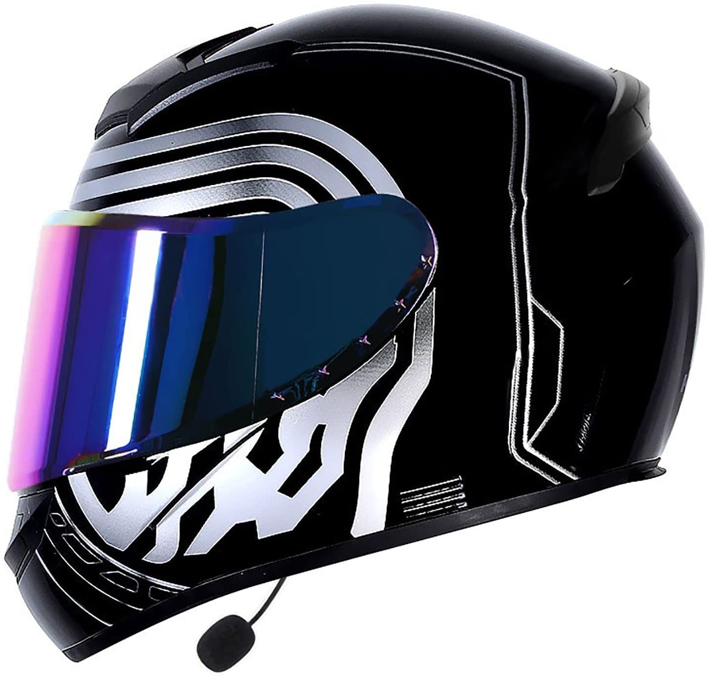 Motorradhelm Helm Klapphelm Integralhelm Integrierter Bluetooth-Helm DOT/ECE Genehmigt Motorrad Full Face Helm Rollerhelm Anti-Fog-visier Sturzhelm Unisex (Color : C, Größe : XL=61-62cm)